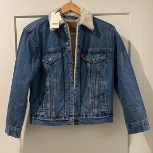 Levi's light blue denim jacket with cream sherpa